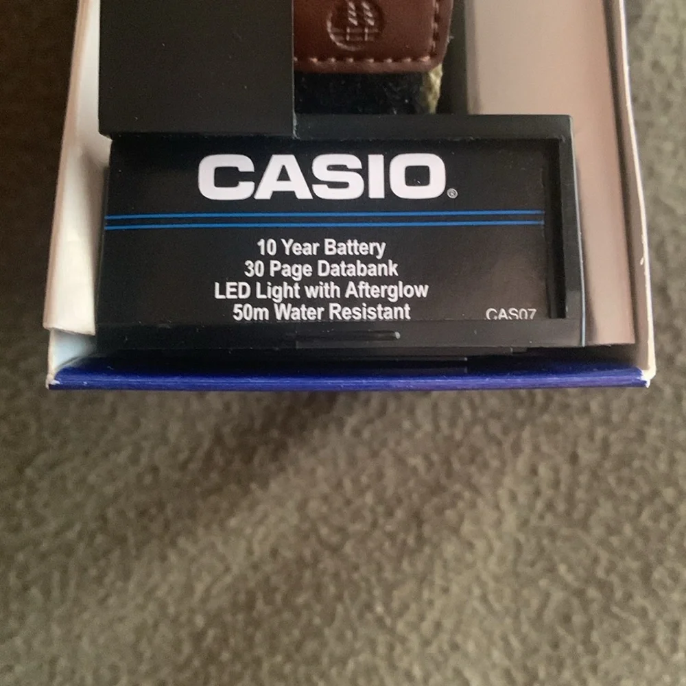 NIB Casio men’s watch. Tan & brown. Adjustable Velcro strap. Face approx 1 1/2” - Picture 3 of 11